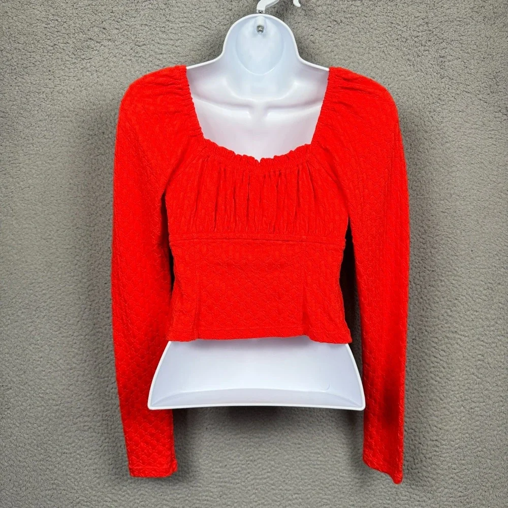 Free People Top Womens XS Red Lady Bug Babydoll‎ Preppy Boho Basic Capsule Y2K